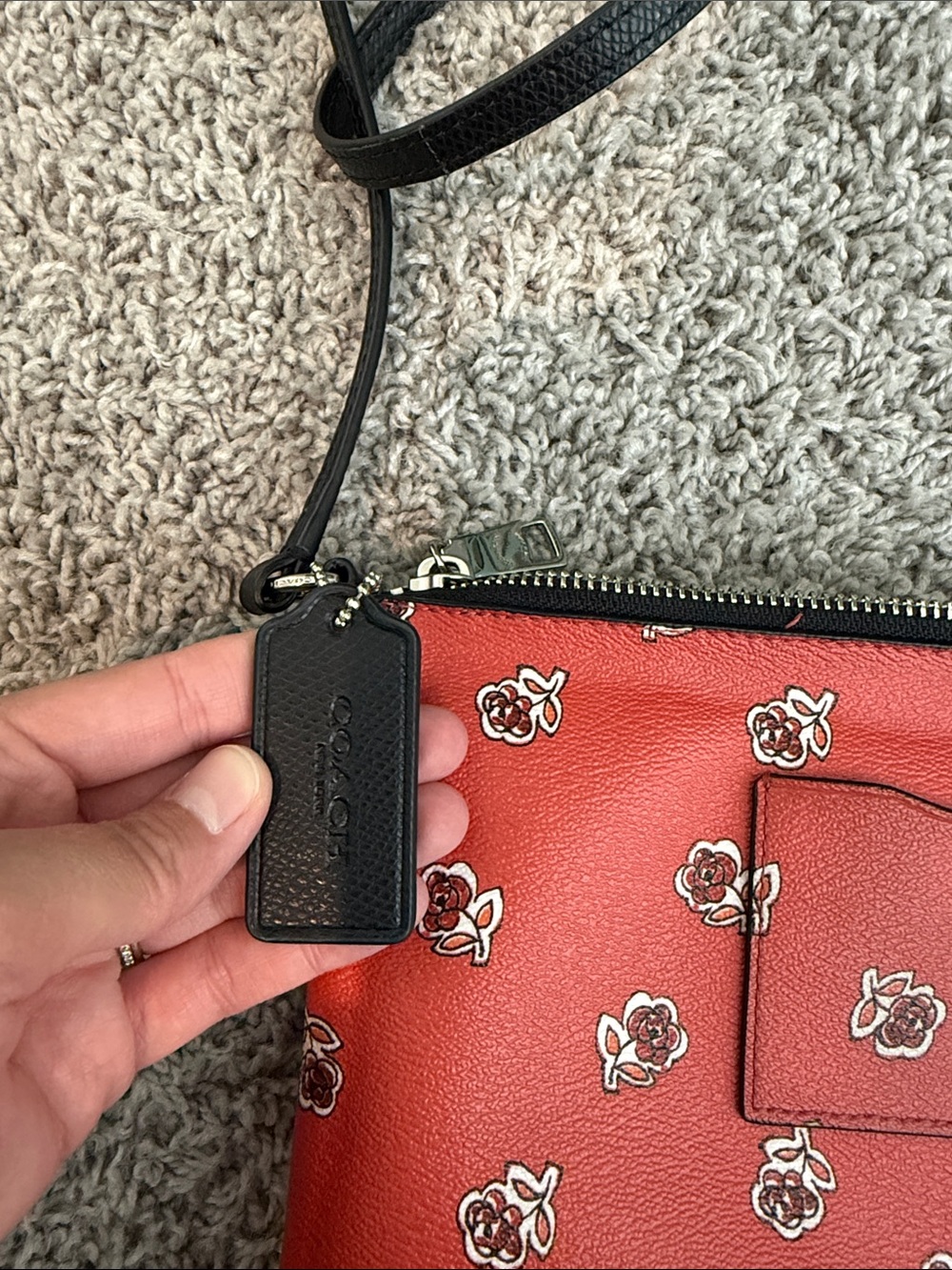 Coach Red Floral Crossbody Bag with Black Strap - Picture 8 of 10